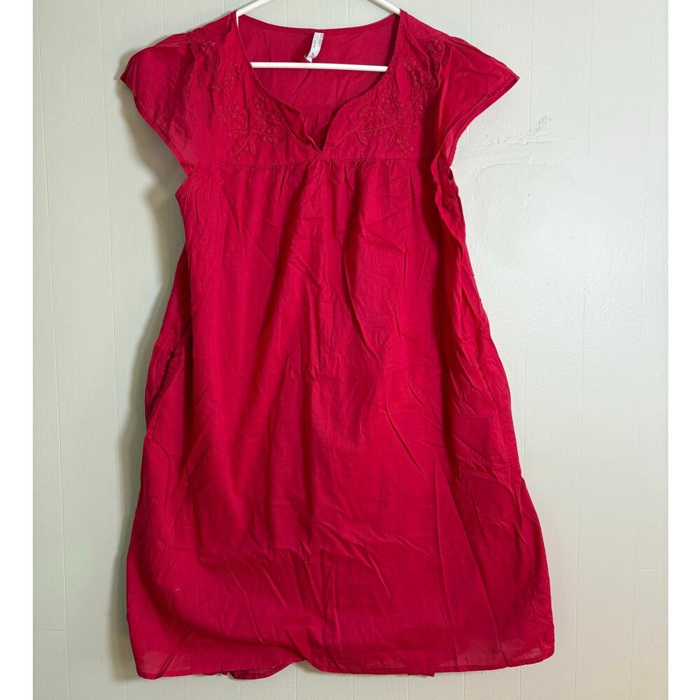 Old Navy Women's XL Pink Cap Sleeve Embroidered Lined Sheath Cotton Dress